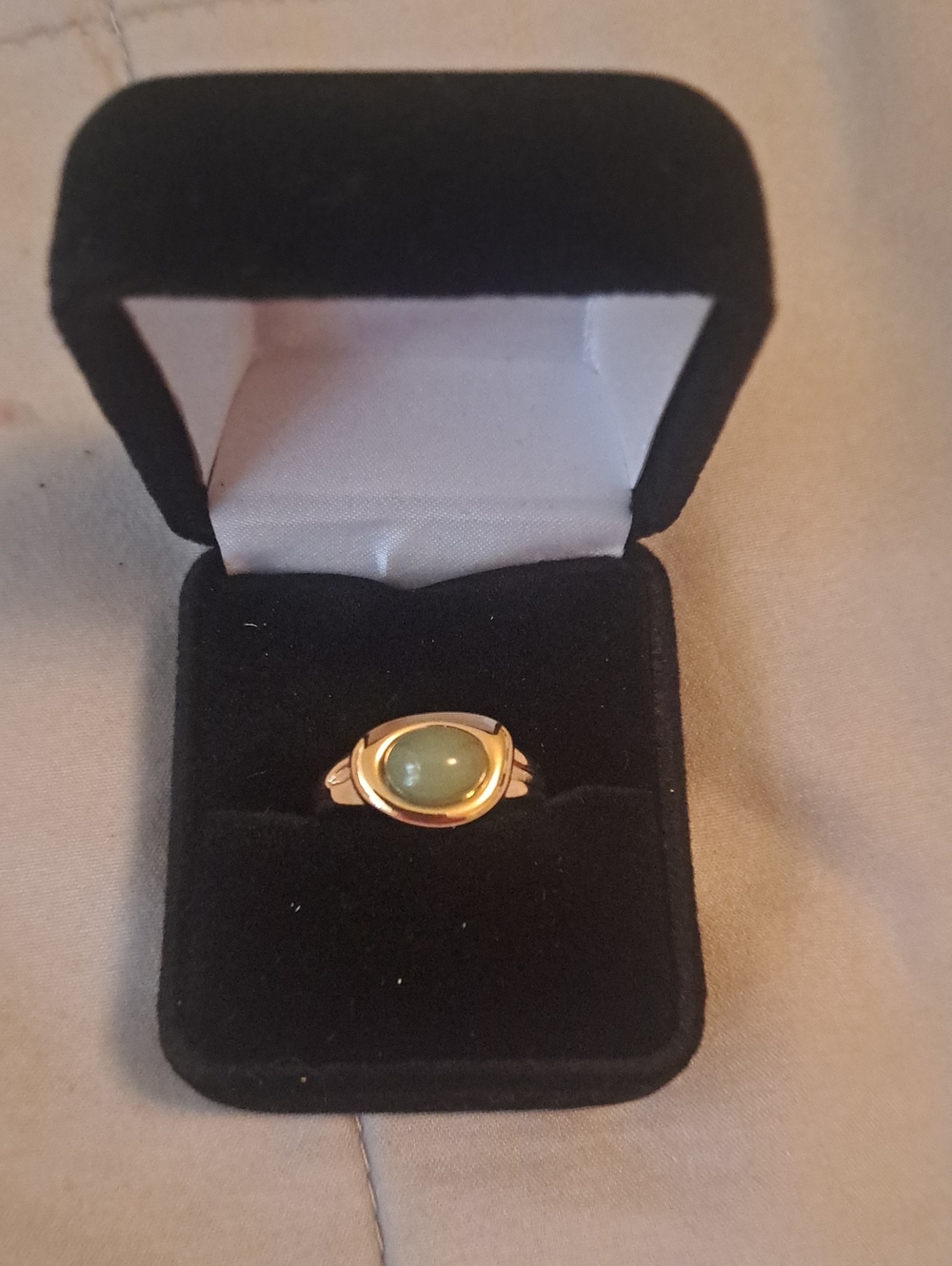 Luv Aj Gold-Tone Ring with Green Cabochon